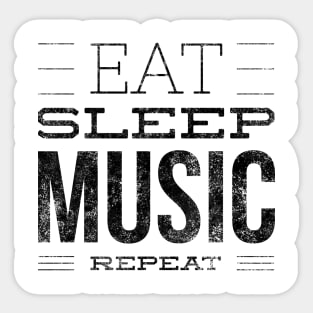 Eat Sleep Music Repeat Black Letter T-shirt Sticker